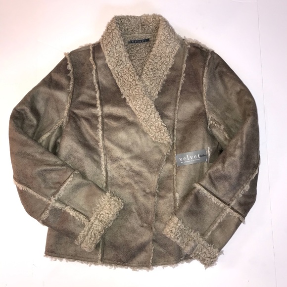 Velvet by Graham & Spencer Jackets & Blazers - Anthro Vegan Leather Sherpa Jacket